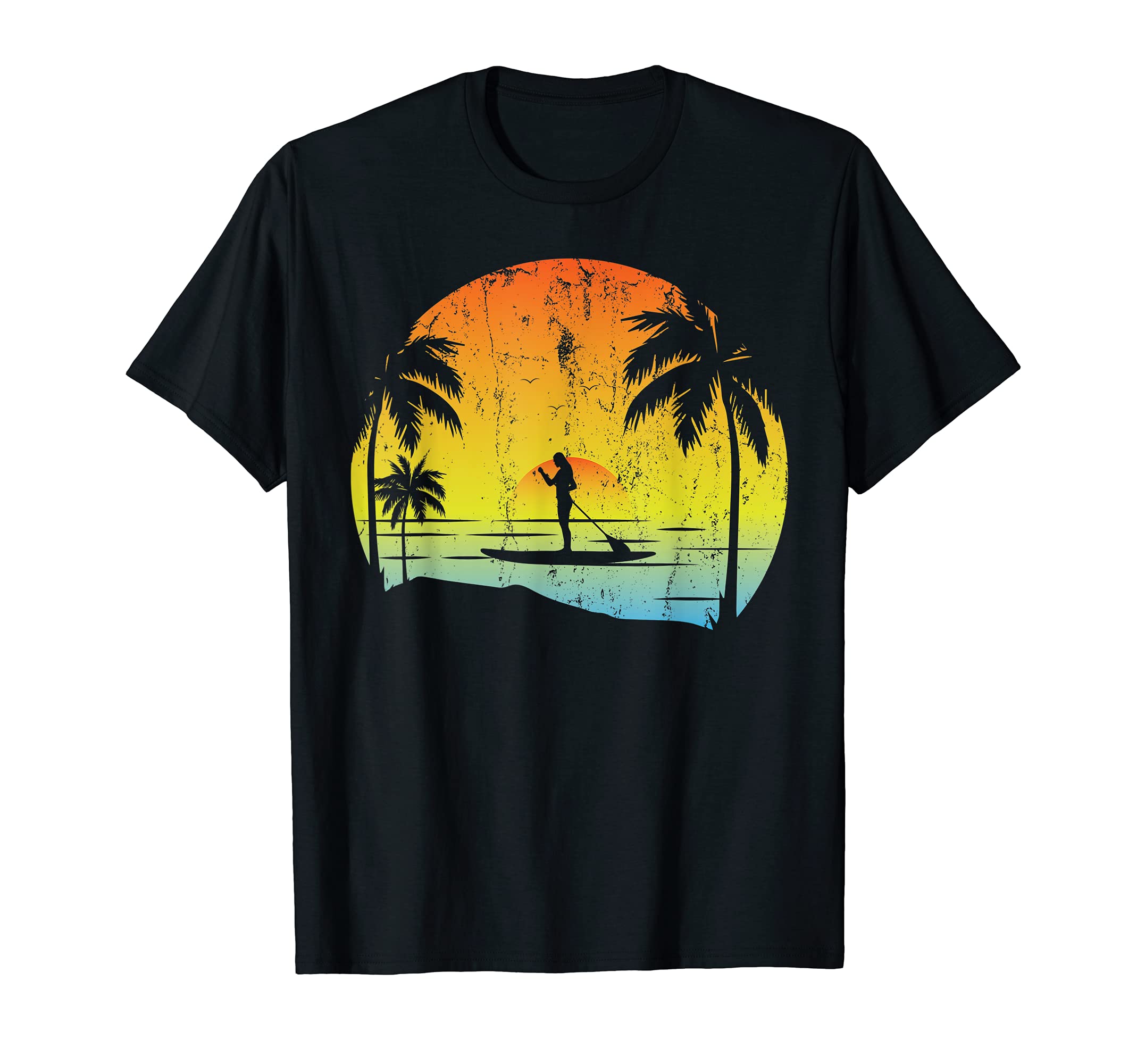Sea Water Sport Stand Up Paddling Paddleboarder Sunset SUP T-Shirt