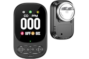 Lunarlipes Carbon Monoxide Detectors Plug in, 3-in-1 CO Detector with Temp/Hum Sensor, Portable Travel Carbon Monoxide Alarm with 85dB Alarm, Real-Time CO Monitor Easy to Read & Install (Black-1 Pack)
