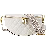 Beejirm Crossbody Fanny Packs for Women - Faux Leather Crossbody Bag with Chest Strap, Small Waist Pack & Belt Clip (Cream)