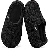 HomeTop Women's Fuzzy Curly Fur Memory Foam Loafer Slippers with Polar Fleece Lining