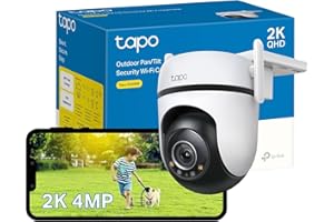 TP-Link Tapo 2K QHD Pan/Tilt Outdoor Wired Security Wi-Fi Camera, 360° Visual Coverage, Starlight Full-Color Night Vision Up 