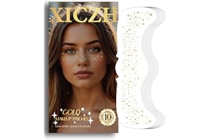 XICZH Face Glitter, Gold Temporary Face Tattoos Stickers, Body Face Glitter for Women Girls, Country Concerts Singer Festival Rave Accessories (Gold - 10 pcs)