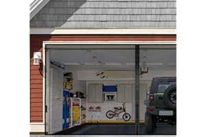Garage Door Screen for 1 Car 8x7FT, Magnetic Screen Garage with Retractable Fiberglass Mesh and Heavy Duty Weighted Bottom, E