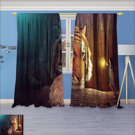 Nalahome Window Treatments Woman With Lamp Facing Giant Tiger