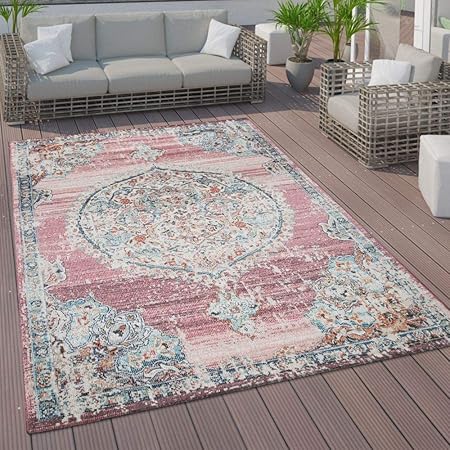 Paco Home In Und Outdoor Teppich Kurzflor Mit Orient Design In Versch Farben Und Amazon De
