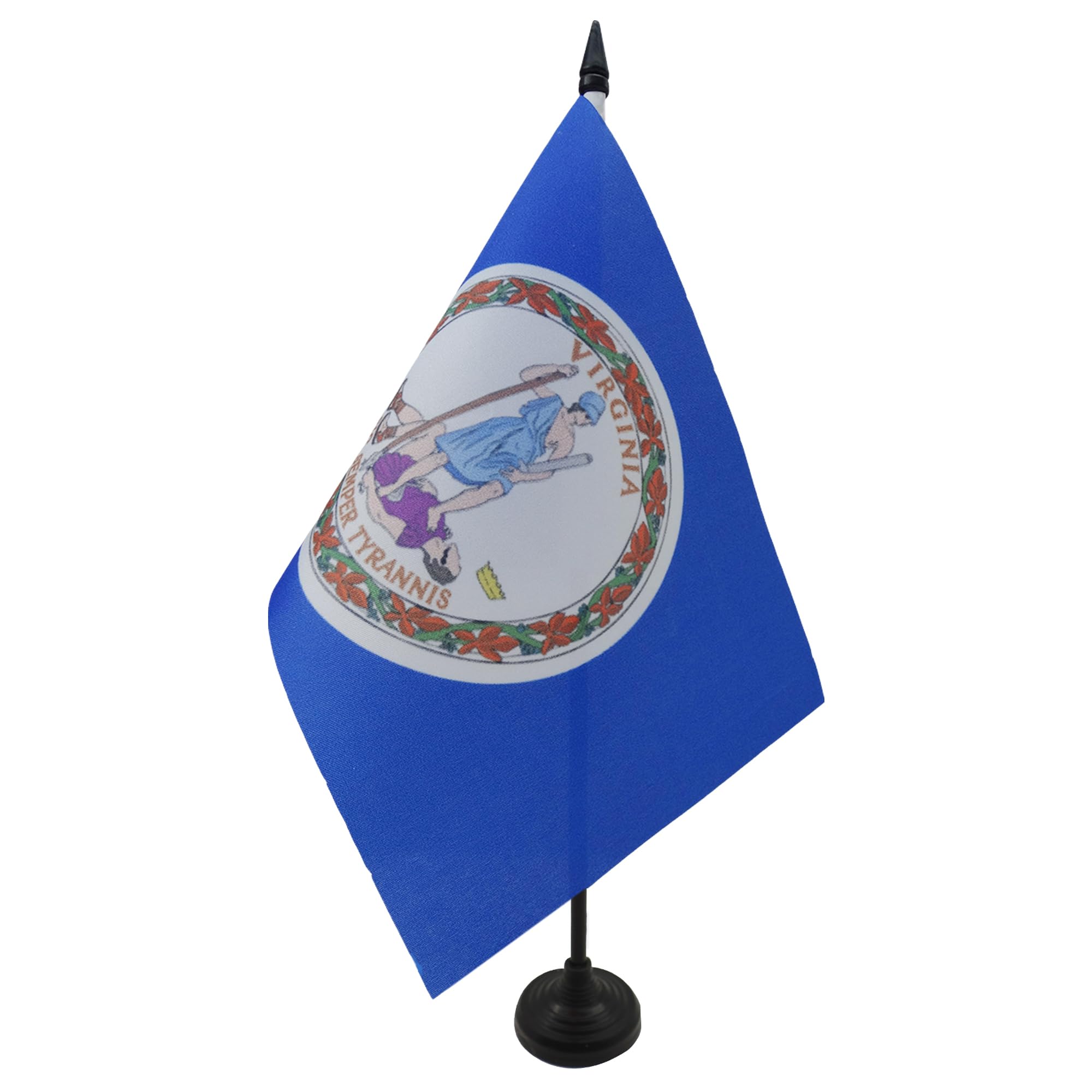 AZ FLAG Virginia Table Flag 5'' x 8'' - US state of Virginia Office Decoration 100% Polyester 21 x 14 cm - Mini Desk Flag with Pole and Black Plastic Base