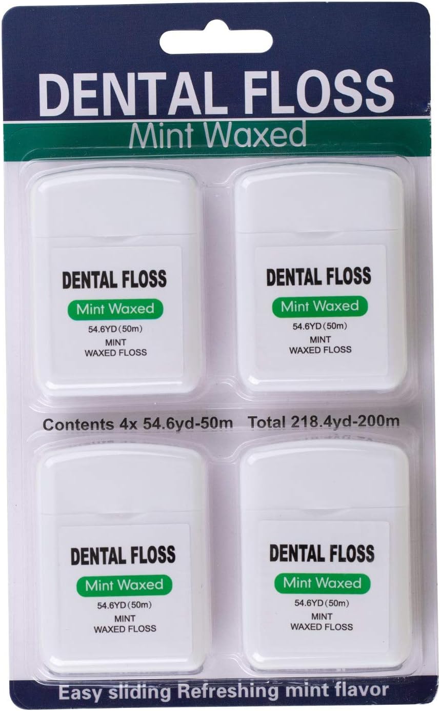 4 Pack Waxed Dental Floss for Plaque and Food Removal, Refreshing Mint Flavor Deep Clean Floss - Natural Waxed for Comfort Flossing Extreme Clean for Adults, Teens, Kids, Perfect Size for Travel: Health & Personal Care