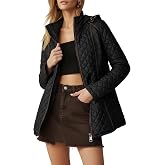 Pallivare Women's Lightweight Diamond Quilted Puffer Jacket | Detachable Hooded Stand Collar, Padded Zip Warm Outerwear with Soft Thermal Lining Coat for Spring and Winter G62B Black L