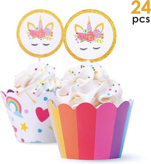 Get Fresh Rainbow Unicorn Cupcake Toppers 24 Pcs Unicorn