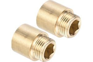 PATIKIL Shower Head Extension Arm, 2 Pack Brass G1/2 Male to Female Thread 31mm Length Pipe Fitting Shower Head Extender