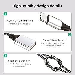 USB C Male to Dual USB A Female Adapter, USB C to