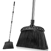 Masthome Heavy Duty Angled Broom,Sectional Stainless Steel Handle | 5-Layer Pet Special Bristles,Indoor Outdoor Use for Garage Patio Concrete Lawn