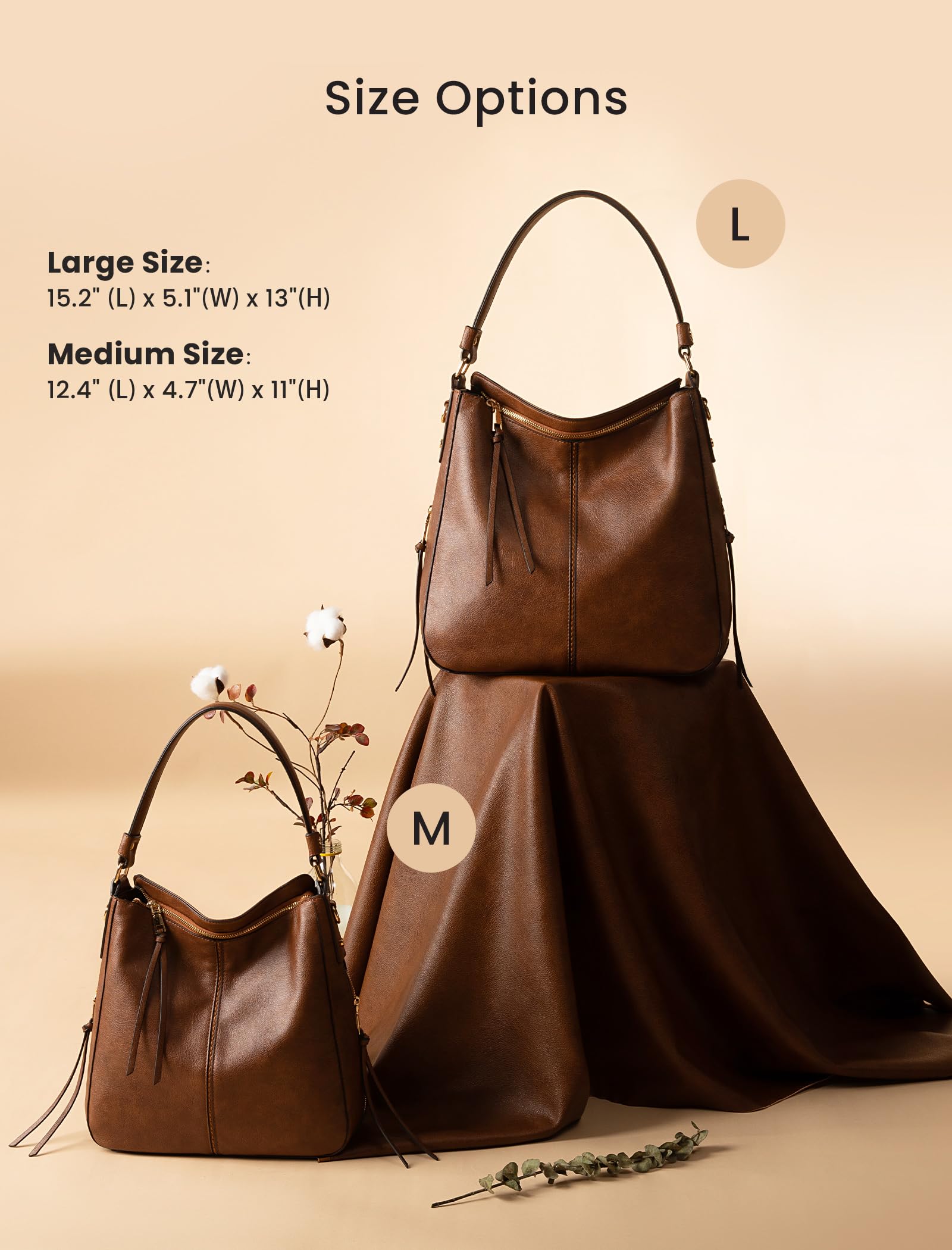 Realer Hobo Crossbody Bags for Women Designer Faux Leather Hobo Handbags Retro Large Size Shoulder Bag Bucket Purse