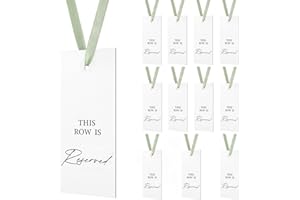 12 Pack Reserved Seating Signs for Wedding Chairs with Ribbon | This Row is Reserved Signs for Church Ceremony, Reception, Pa