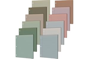 PerKoop 600 Sheets Colored Loose Leaf Paper 8.5" x 11" college ruled Lined 3 Hole Punched notebook Filler Paper for 3 Ring Binders Office School Supplies (Morandi Colors)