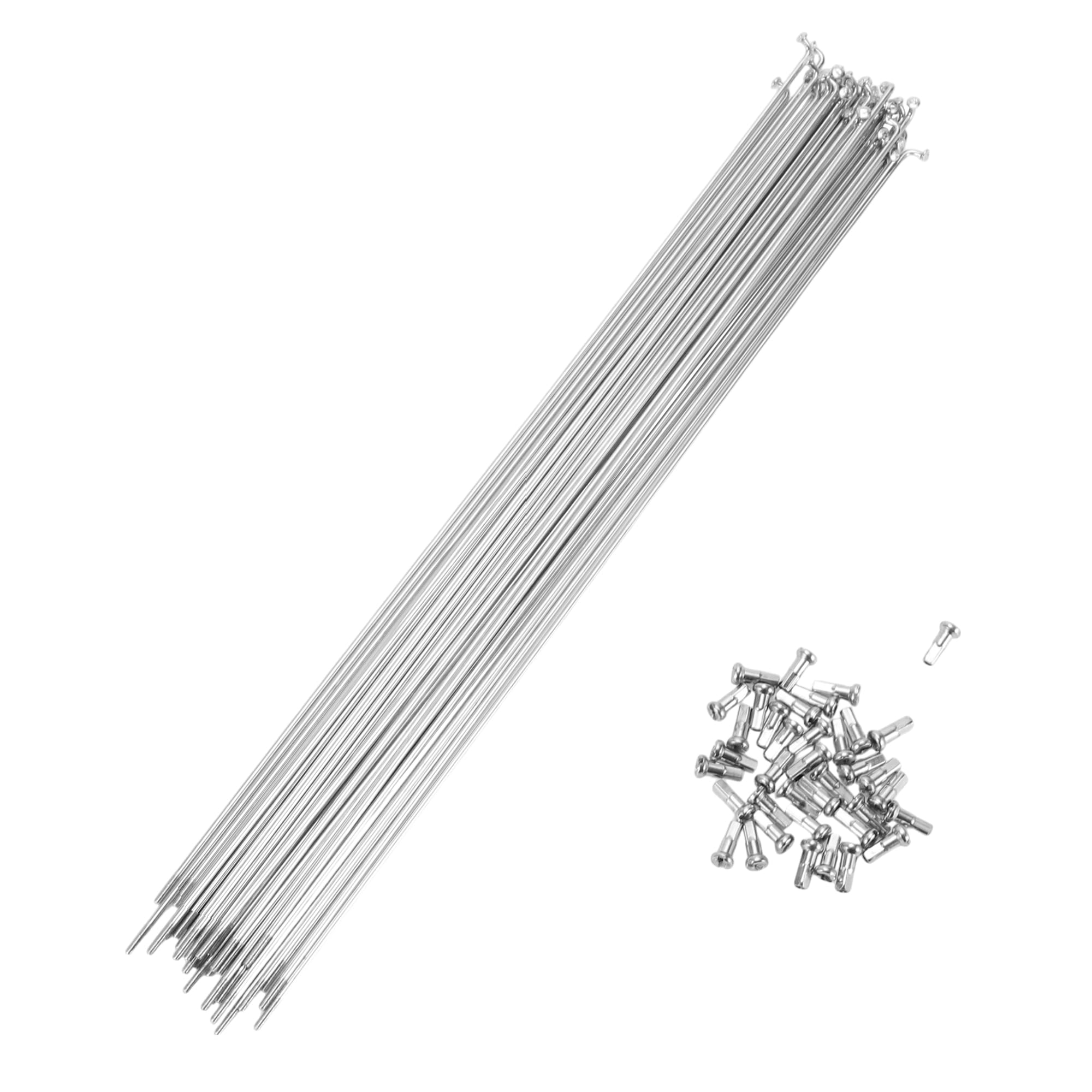 A ABSOPRO Bike Bicycle Spokes 14G 300MM Mountain Bike Spokes Carbon Steel Silver Tone 36Pcs