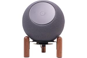 H Huaberich Desk stand for 2025 new Echo studio ,Black Walnut wood metal stand .Improve sound quality and hide the power cord. (Black Walnut)