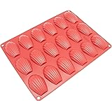 Freshware CB-107RD 18-Cavity Medium Silicone Mold for Homemade Madeleine Cookies, Chocolate, Candy, and More