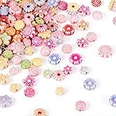 Craftdady 80G Acrylic Flower Beads for Jewelry Making Assorted Tiny Flower Spacer Beads Cute Floral Plastic Craft Beads Sunflower Rose Beads for Summer Jewelry Making DIY Necklace Bracelet Lanyard