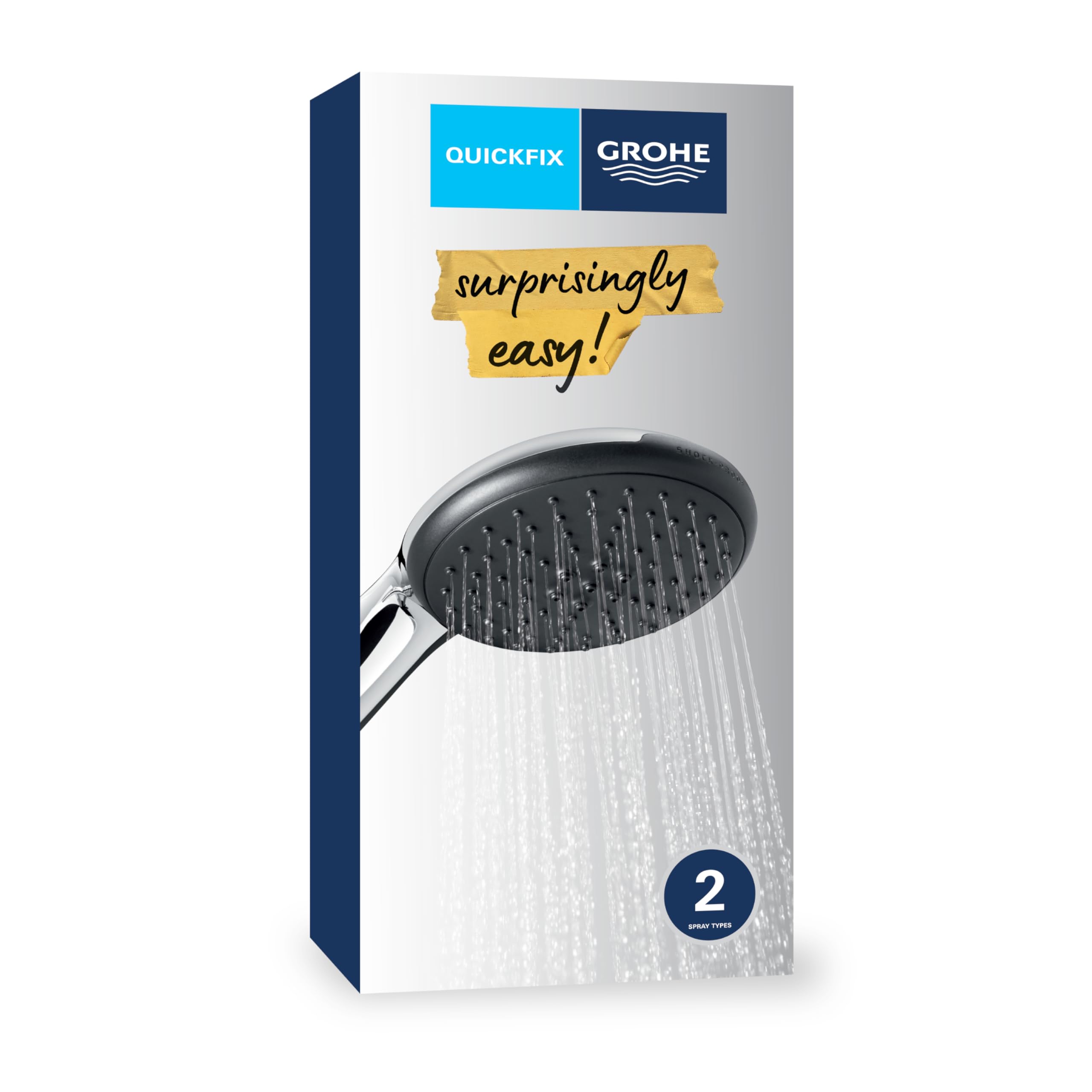 GROHE Vitalio Start 110 - Hand Shower (Round 11 cm Shower Head, 2 Sprays: Rain and Jet, Anti-Limescale System, Silicone Ring and Scalding Protection, Universal Mounting System), Chrome, 26947001