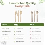 FOOGO Green Disposable Wooden Cutlery Set 150pcs Birch 16cm Eco Biodegradable view 6