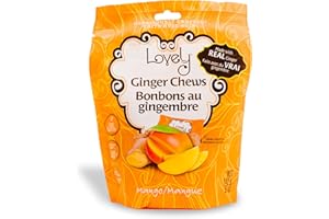 Lovely Candy Co. Mango Ginger Chews, Made with Real Ginger, Individually Wrapped, 5oz (1-Pack) | Gluten-Free, Non-GMO, NO Artificial Ingredients, NO High Fructose Corn Syrup
