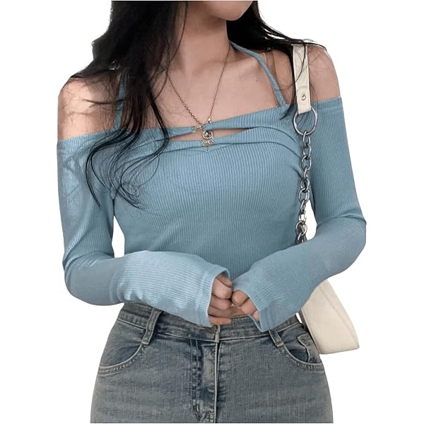 SHENHE Women's Off Shoulder Ribbed Crop Top – Short Sleeve, Frill Trim, Fitted Tee - View #11