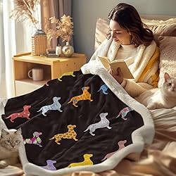 Sleepwish Colorful Dachshund Fleece Throw Blanket