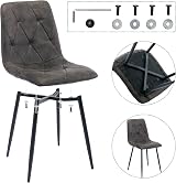 Artist Hand Set of 4 Dining Chairs Grey Faux Suede Upholstered Seats Solid view 6