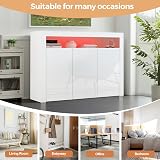 Panana High Gloss 3 Door Sideboard with LED Lights White 51.18in view 5