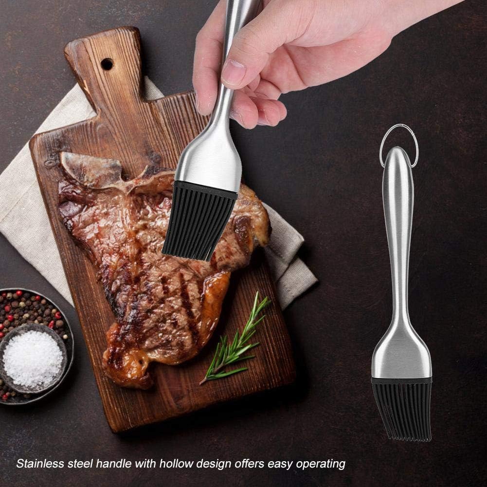 GOTOTOP Basting Brush,Oil applicator Brush for BBQ Stainless Steel Handle Silicone Brush Head Heat Resistant Pastry Brushes,BBQ basting for Barbecue BBQ Grill Baking Roasting Cooking(20cm) - Image 3