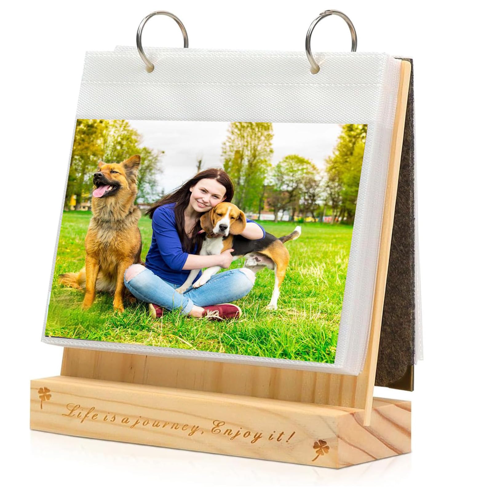 ZEEYUAN Desktop Photo Album 5x7 Picture Book Double Side Display Horizontal 5x7 Flip Photo Book on Stand Photo Collections for Tabletop 60 Pockets