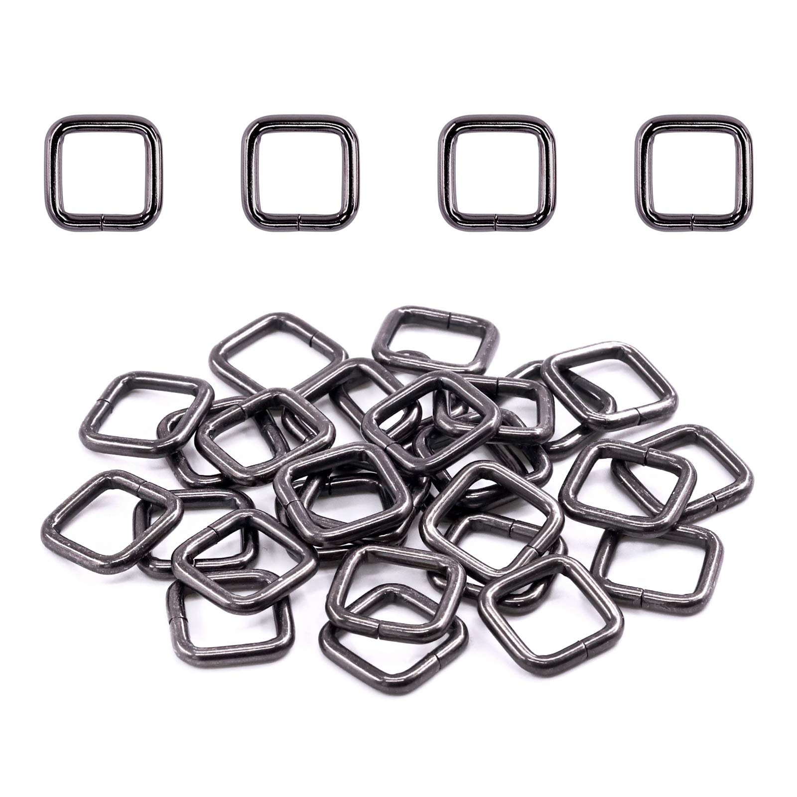 Swpeet 60Pcs 3/4 Inch - 20mm Gun-Black Metal Rectangle Ring, Webbing Belts Buckle Metal Rings for for Belt Bags DIY Accessories Keychains Belts and Dog Leash (Gun-Black, 3/4 Inch)