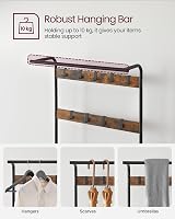 VASAGLE Coat Rack with Shoe Storage Bench 4 in 1 Industrial Rustic Brown view 4