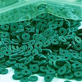 2000pcs Dark Green Clay Beads for Bracelets Making, Flat Round Polymer Clay Beads 6mm Heishi Beads for Jewelry Making Earring Bracelets Necklace