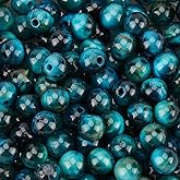 PONABEADIY 1 Box 6MM 120PCS Natural Dark Blue Tiger Eye Beads with Hole Crystal Gemstone Stone Energy Power Polished Spacer Bead for Jewelry Making Earrings Bracelets Necklaces Decor DIY Craft Supply