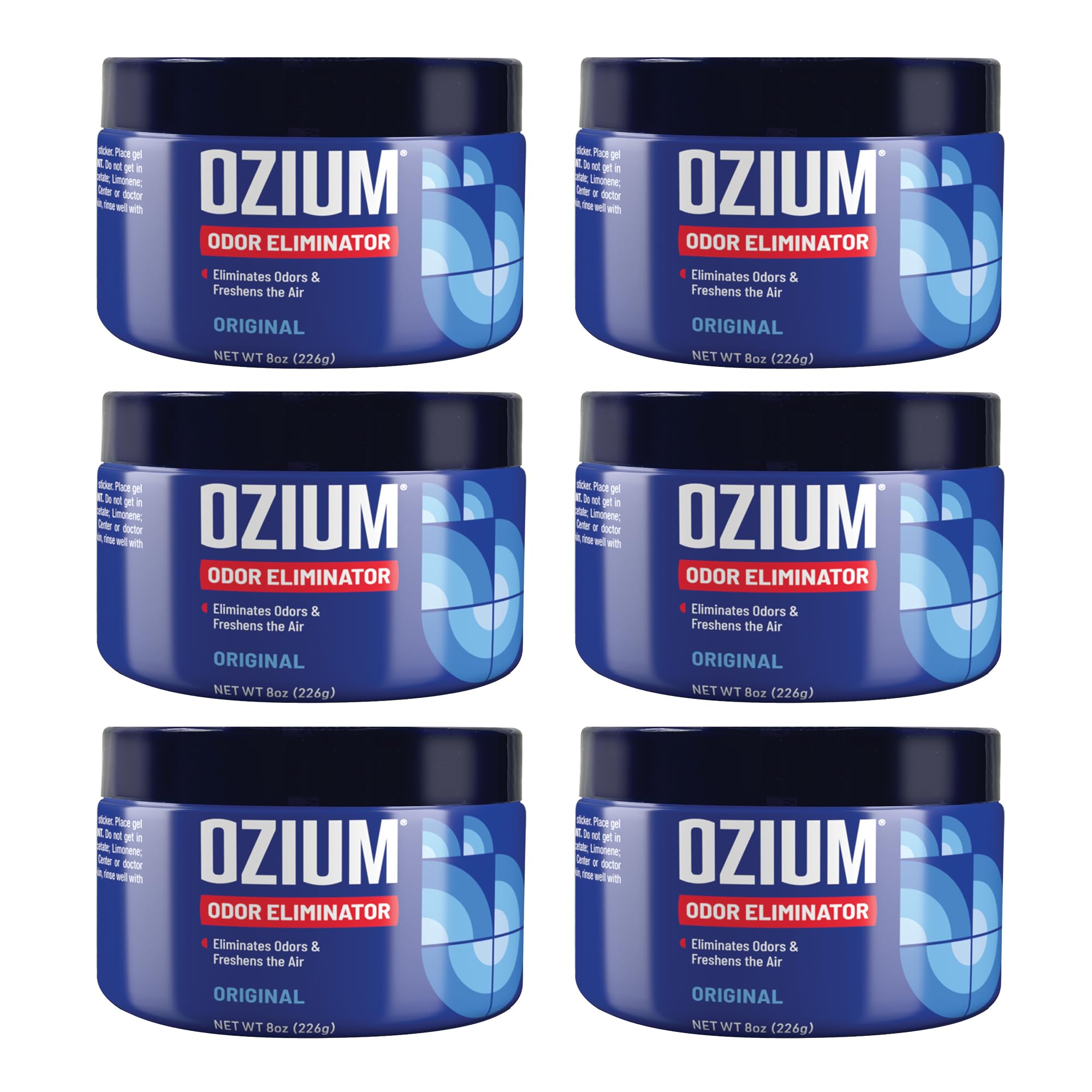 Ozium 8 Oz. Odor Eliminating Gel 6 Pack for Homes, Cars, Offices and More, 6 Pack