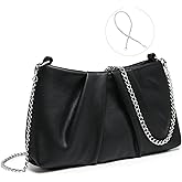 Dasein Elegant Pleated Evening Bag Soft Vegan Leather Clutch Purse Dressy Formal Handbag with 2 Chain Straps for Women