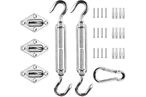 Cool Area 8 Inch 316 Stainless Steel Shade Sail Hardware Kit for Triangle Sun Shade Sail Installation, Turnbuckle x2 Pad Eye x3 Snap Hook x1(8M-321)