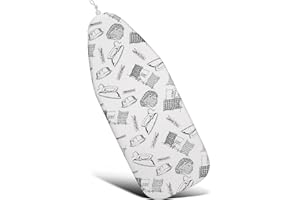 Duwee 12"x32" Heat Resistance Metallic Table Top Ironing Board Cover Durable Thicken Felt Material Padding, with Elastic Cord, Easy to Handle and Fits Board Beautifully (Iron Pattern B)