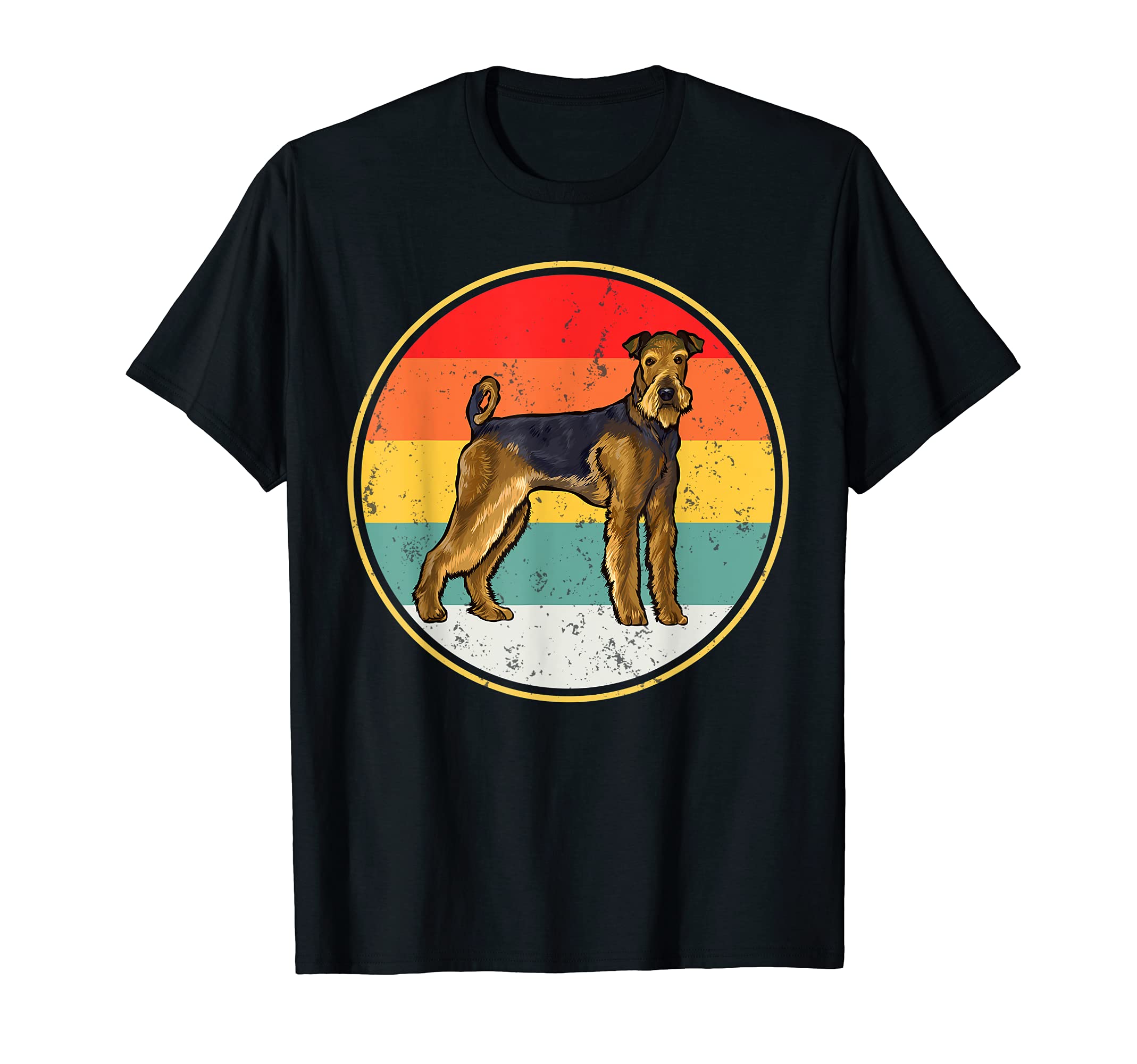 Vintage Retro Sunset Airedale Terrier Dog T-Shirt