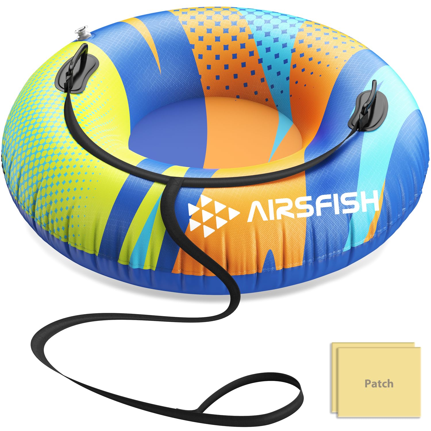 Photo 1 of Snow Tube with Towable Leash, AirsFish 47 inch Inflatable Snow Sled Heavy Duty Cover Wear-Resistant & Antifreeze Material Sledding Tubes for Winter Sports