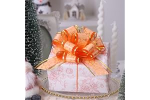 FORBINBO 12Pcs Heart Gift Wrap Pull Bows, Large 6 Inch Assorted Gift Pull Bows, for Presents,Christmas Party Birthday Gift for Wrapping Boxes,Valentine's Day Gift Decorations (Tangerine)