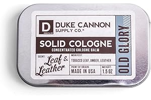 DUKE CANNON SUPPLY CO. Duke Cannon Solid Cologne - Old Glory Premium Concentrated Cologne Balm, Fresh Tobacco, Amber, and Leather Scent, 1.5 oz. Travel Tin