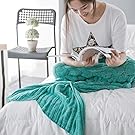 Valentine Gift 71" x 35" Handcrafted Snuggle Mermaid Seatail Sleeping Blanket, Cozy Bed Throw for Unisex Teen Adult for Bed Sofa Travel Plane (green)