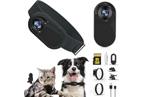 GHWMYD Cat Camera Collar, HD 1080P Wireless Dog Collar Camera with 32GB SD Card, Sport Action Camera Cat Collar Camera for Pet Supplies Video Records Camera for Cats Dogs Presents, Black