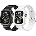 [2 Pack] GZ GZHISY Band with Case Compatible for Apple Watch 41mm 40mm 38mm iWatch Series 9 8 7 SE 6 5 4 3 2 1 Strap, Men Women Sport Strap with Bumper Rugged Shockproof Military Protective, 2 Pack (Black, White）