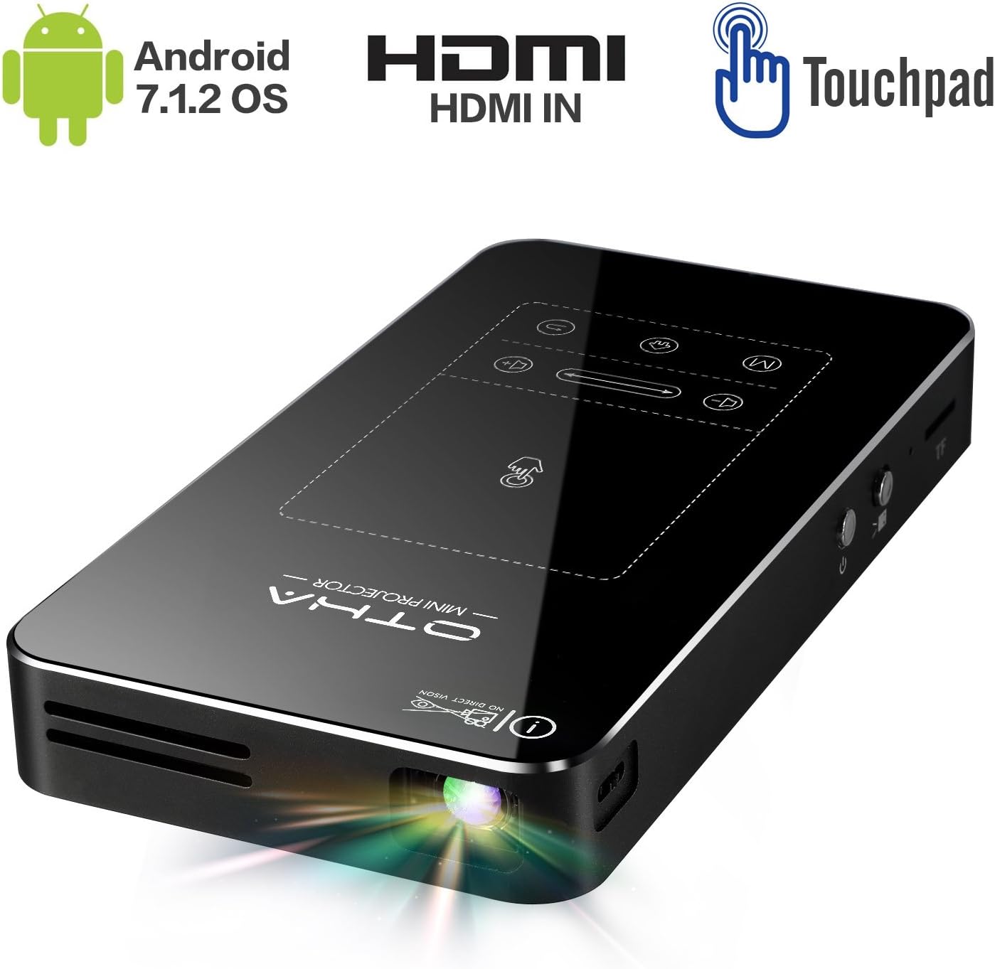 Mini Projector for Phone ,OTHA Mini Android Projector ,Smart Projector with Touchpad 360°Image Flip Support 1080P HD , HDMI IN- 120" Display -Automatic Keystone Correction