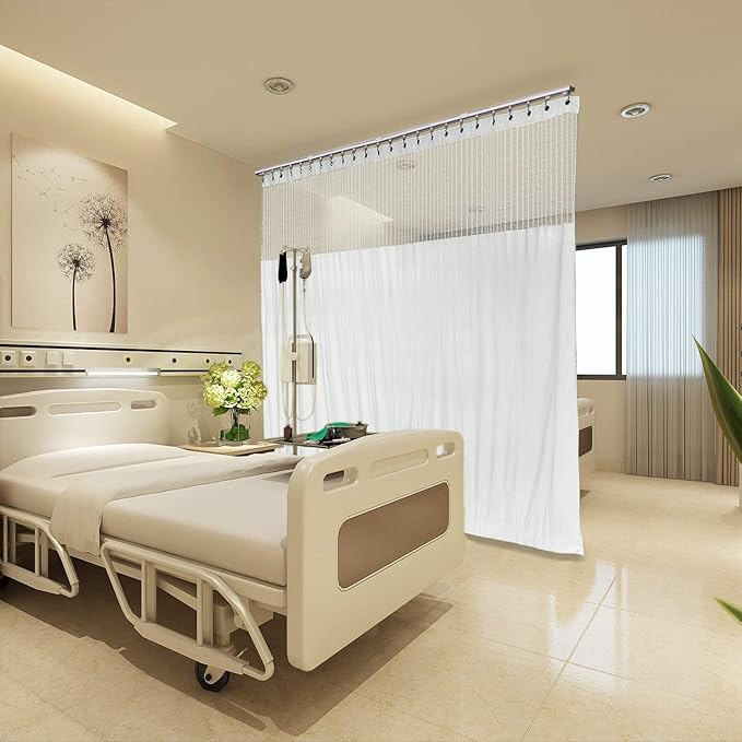 Macochico Medical Room Divider Curtains Screen Partitions Nickel Grommet White