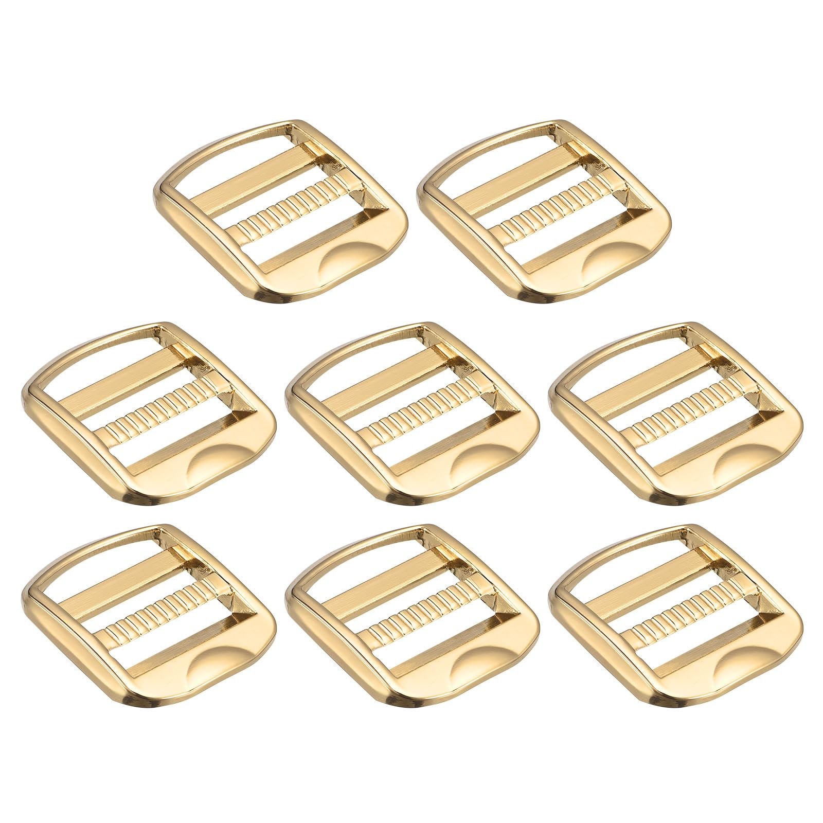 Uxcell Metal Ladder Buckle Slider Tri-Glider Metal Adjustable Buckles, 8pcs 25mm(1") Inner Width for Webbing Backpack Strap, Gold Tone